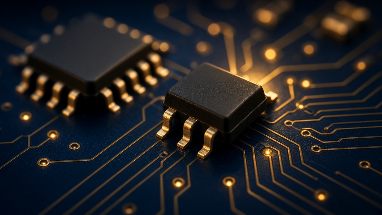 Small-outline IC packages on a circuit board