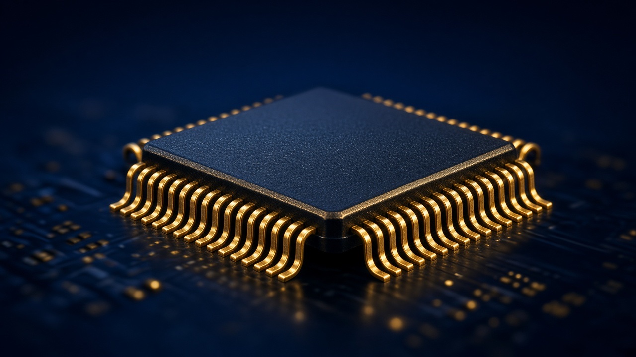 Quad flat package on a circuit board