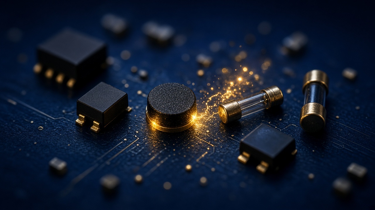 Fuses and protection devices on a circuit board
