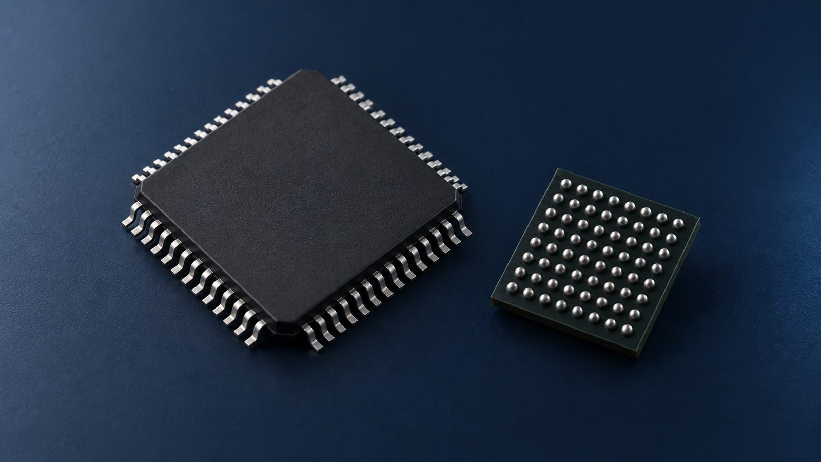 QFP microcontroller and BGA processor packages